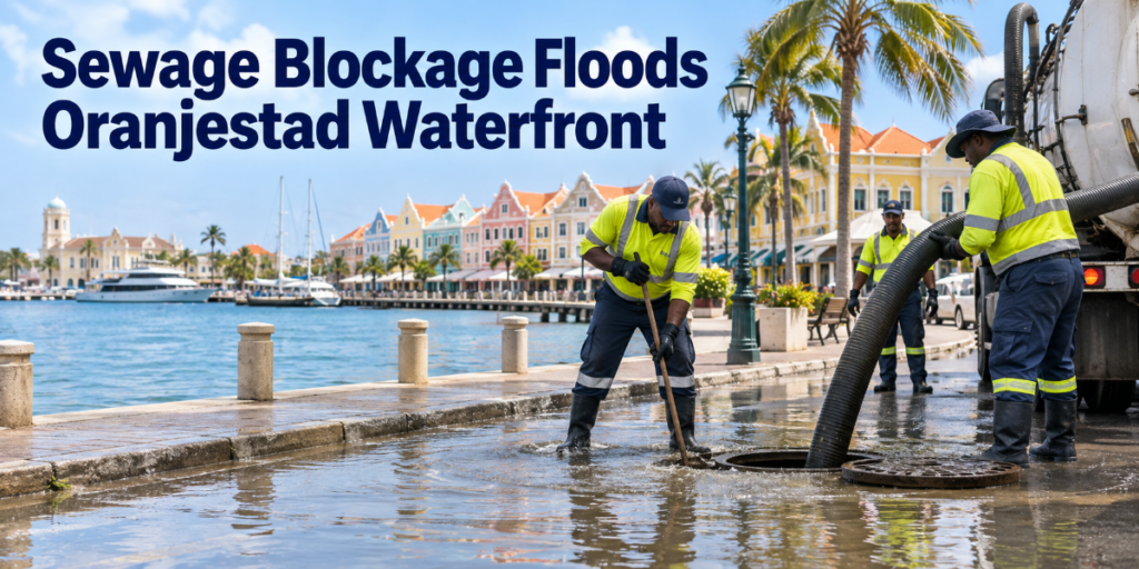 Oranjestad waterfront sewage overflow