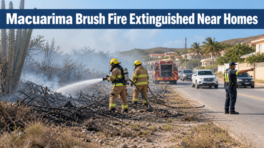 Smoke rising from a brush fire in Macuarima, Aruba