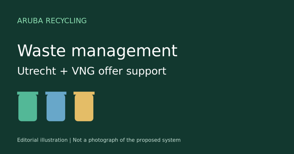Editorial illustration of waste bins for the Utrecht and VNG support offer to Aruba